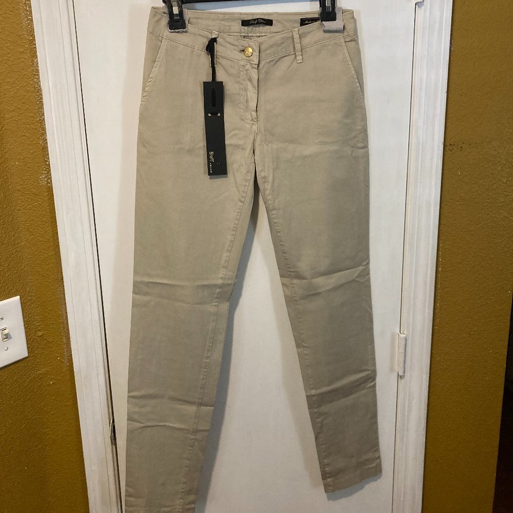 Shaft of Italy women's size 26 US / 40 IT stretch light tan khaki casual pants